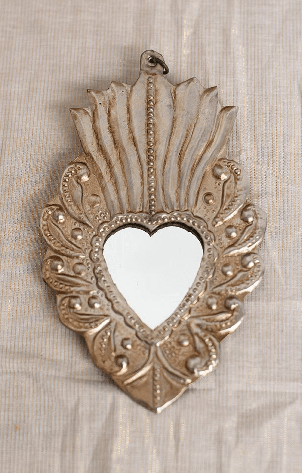 ミニ鏡　ハート　シルバー