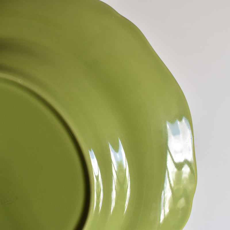 Vintage Plate Longchamp, Scalloped Edge, Green A