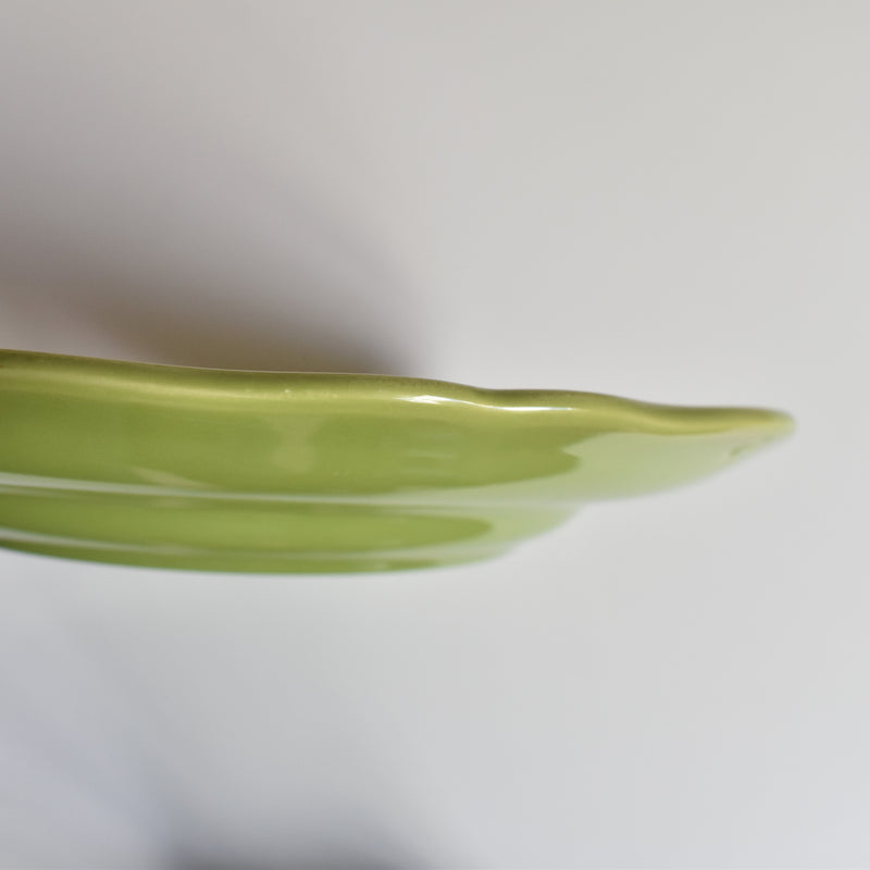 Vintage Plate Longchamp, Scalloped Edge, Green A