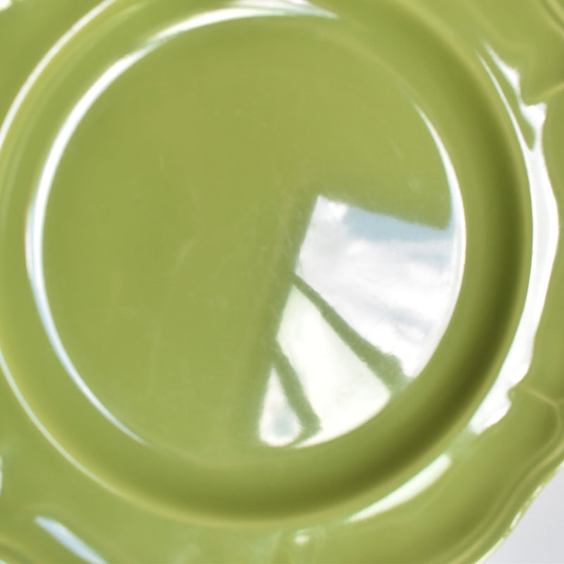 Vintage Plate Longchamp, Scalloped Edge, Green A