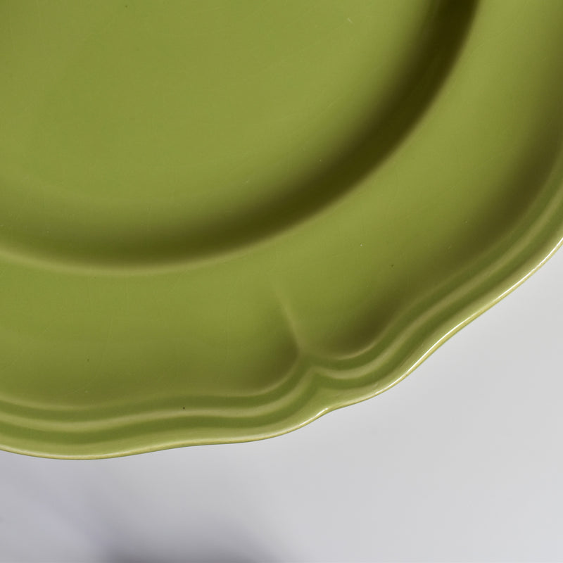 Vintage Plate Longchamp, Scalloped Edge, Green A