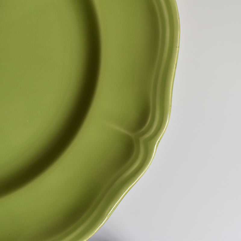 Vintage Plate Longchamp, Scalloped Edge, Green A