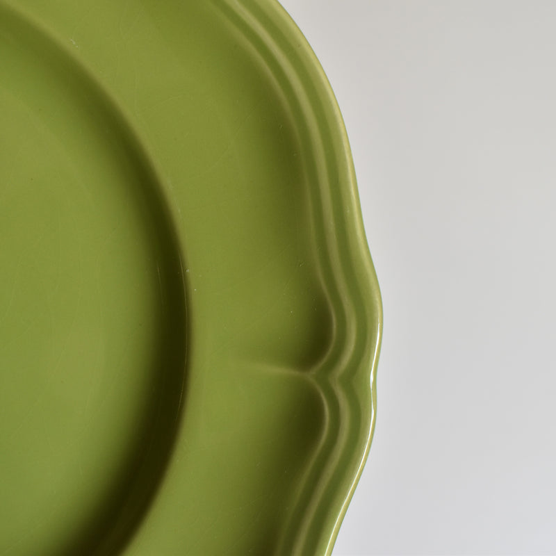 Vintage Plate Longchamp, Scalloped Edge, Green A