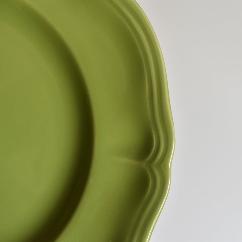 Vintage Plate Longchamp, Scalloped Edge, Green A