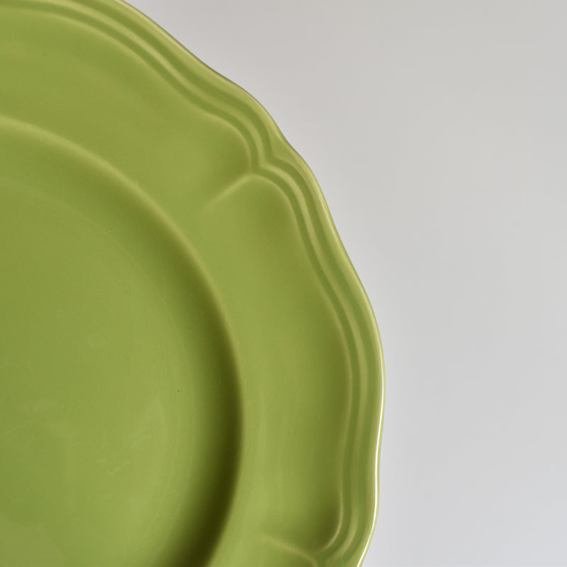 Vintage Plate Longchamp, Scalloped Edge, Green A