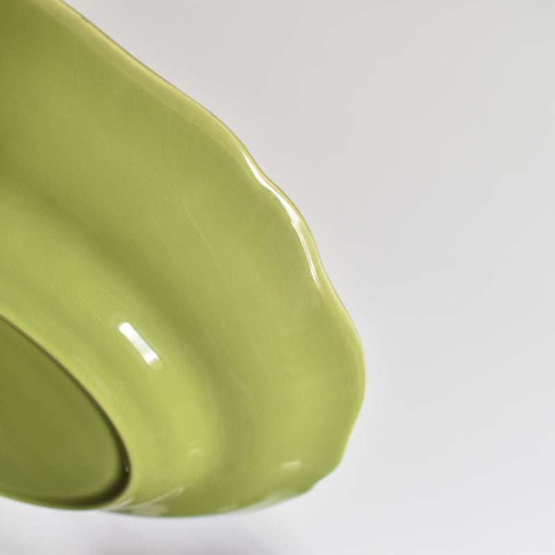 Vintage Plate, Longchamp, Petal Rim, Green B