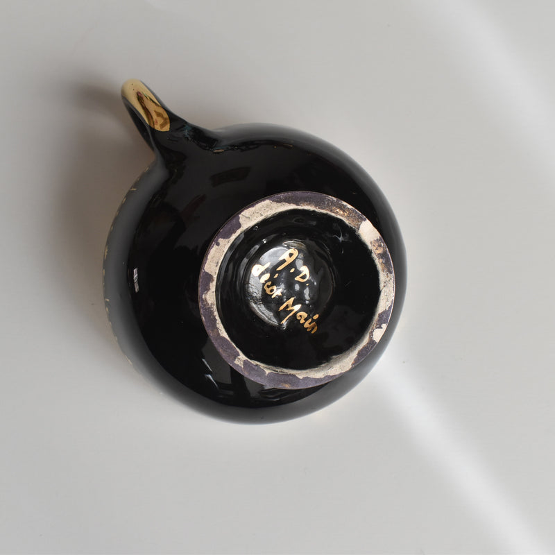 Vintage Coffee Cup & Saucer A. DRASANVAL Black