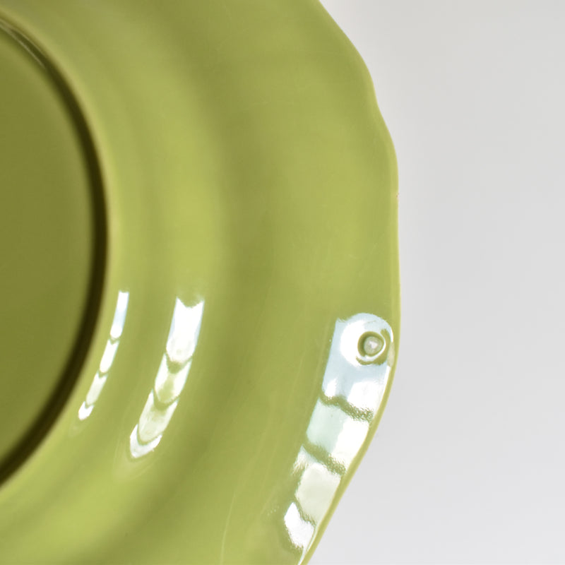 Vintage Plate, Longchamp, Petal Rim, Green B