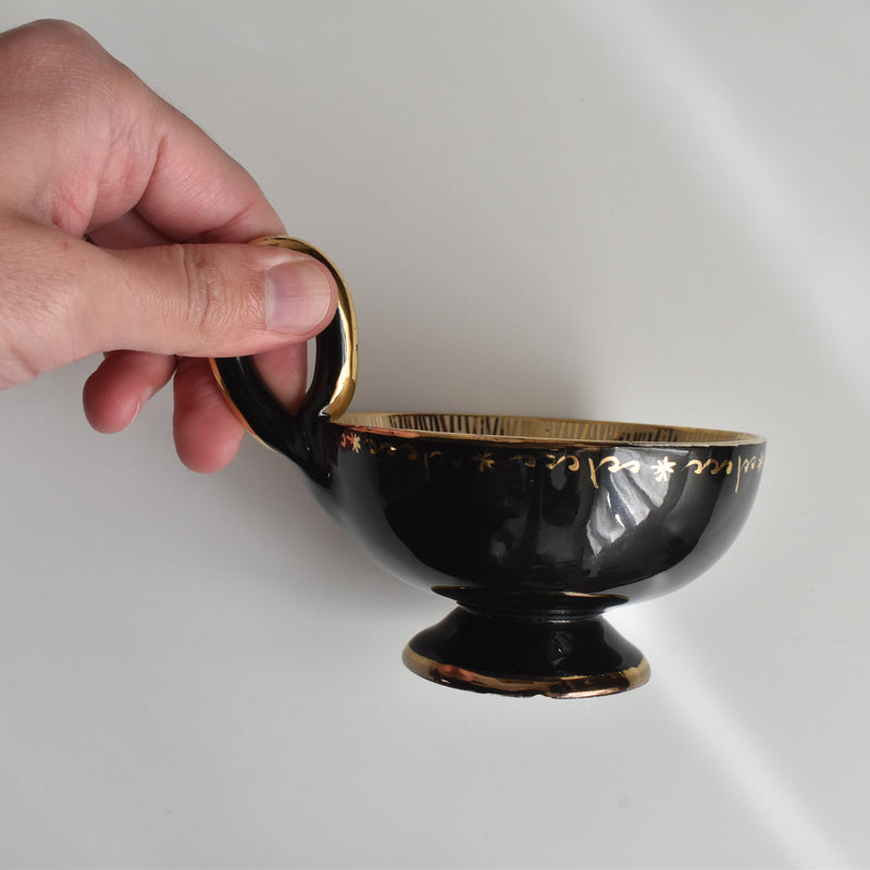 Vintage Coffee Cup & Saucer A. DRASANVAL Black