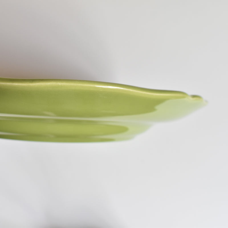 Vintage Plate, Longchamp, Petal Rim, Green B