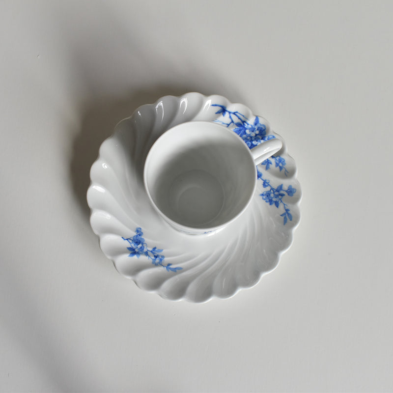 Vintage Coffee Cup & Saucer Limoges Haviland Cerisier Bleu C