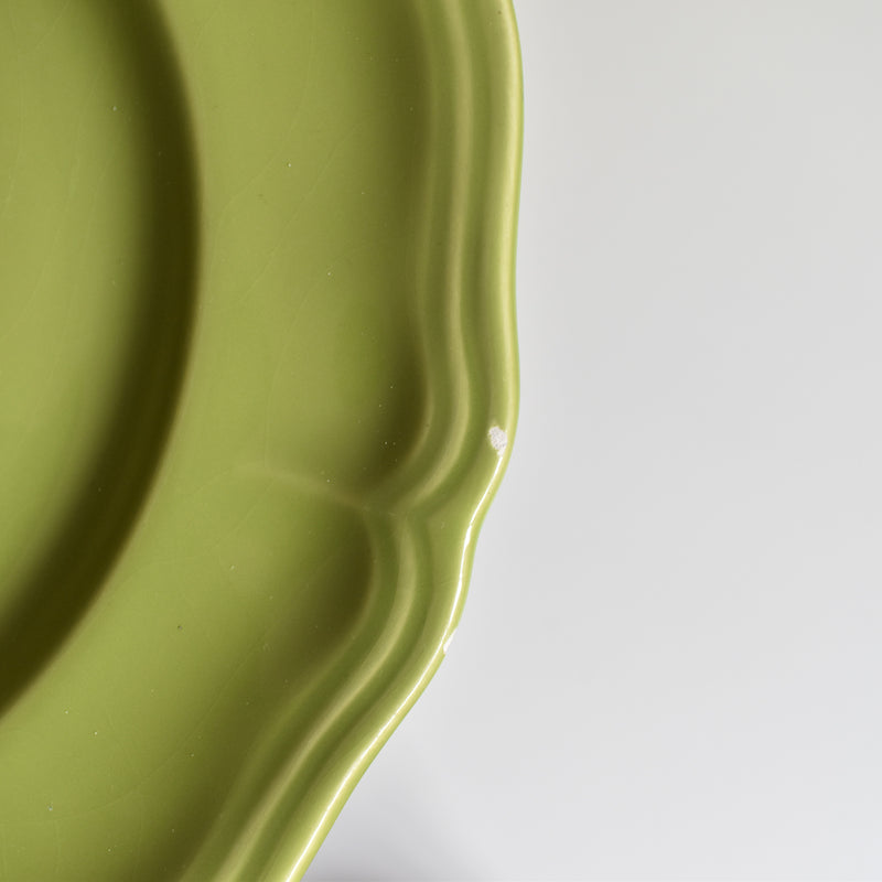 Vintage Plate, Longchamp, Petal Rim, Green B