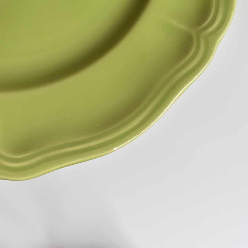 Vintage Plate, Longchamp, Petal Rim, Green B