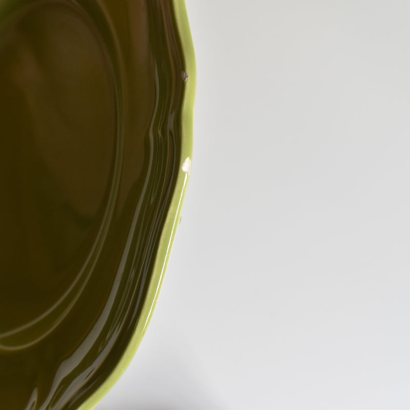 Vintage Plate, Longchamp, Petal Rim, Green B