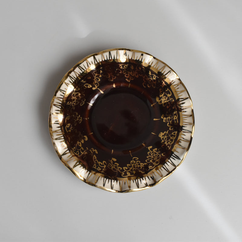 ヴィンテージコーヒーカップ＆ソーサー ア.ドラサンヴァル ブラウン