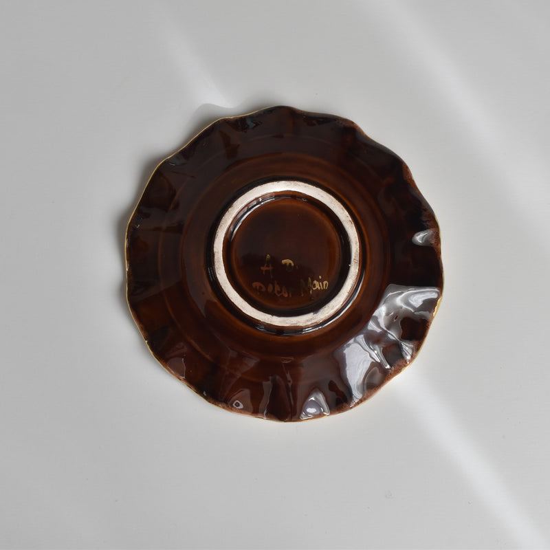 ヴィンテージコーヒーカップ＆ソーサー ア.ドラサンヴァル ブラウン