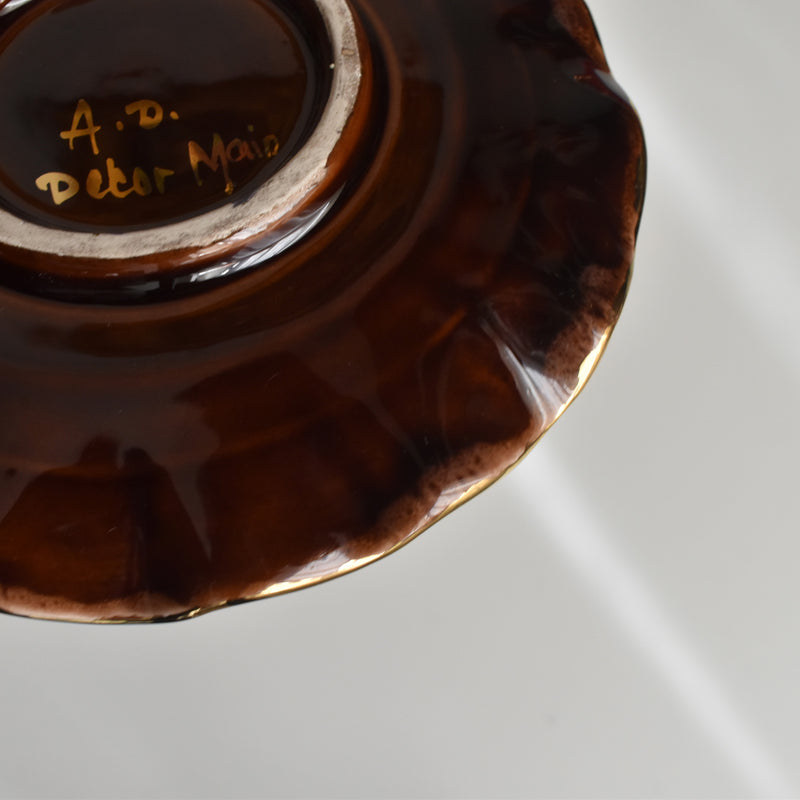 ヴィンテージコーヒーカップ＆ソーサー ア.ドラサンヴァル ブラウン