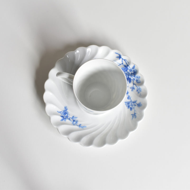 Vintage Coffee Cup & Saucer Limoges Haviland Cerisier Bleu D