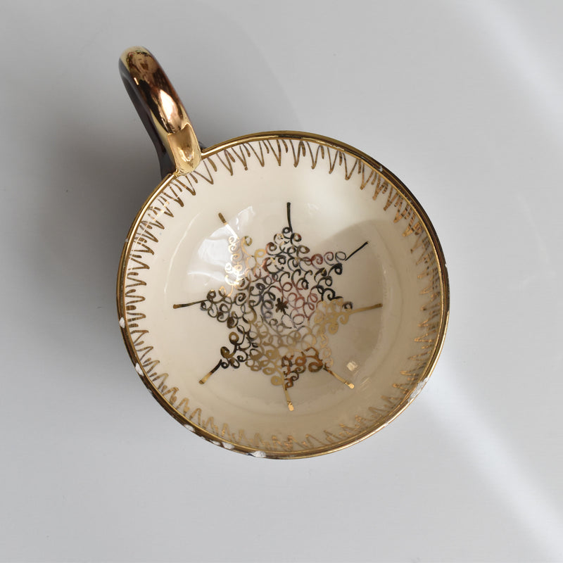 ヴィンテージコーヒーカップ＆ソーサー ア.ドラサンヴァル ブラウン