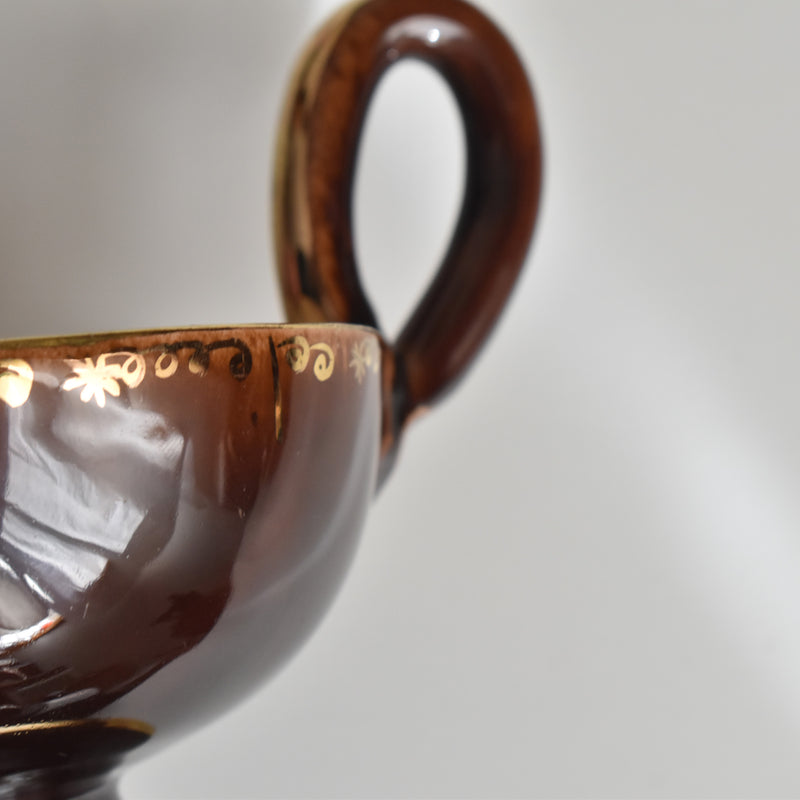 ヴィンテージコーヒーカップ＆ソーサー ア.ドラサンヴァル ブラウン