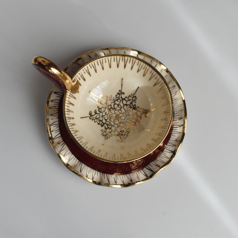 ヴィンテージコーヒーカップ＆ソーサー ア.ドラサンヴァル レッド