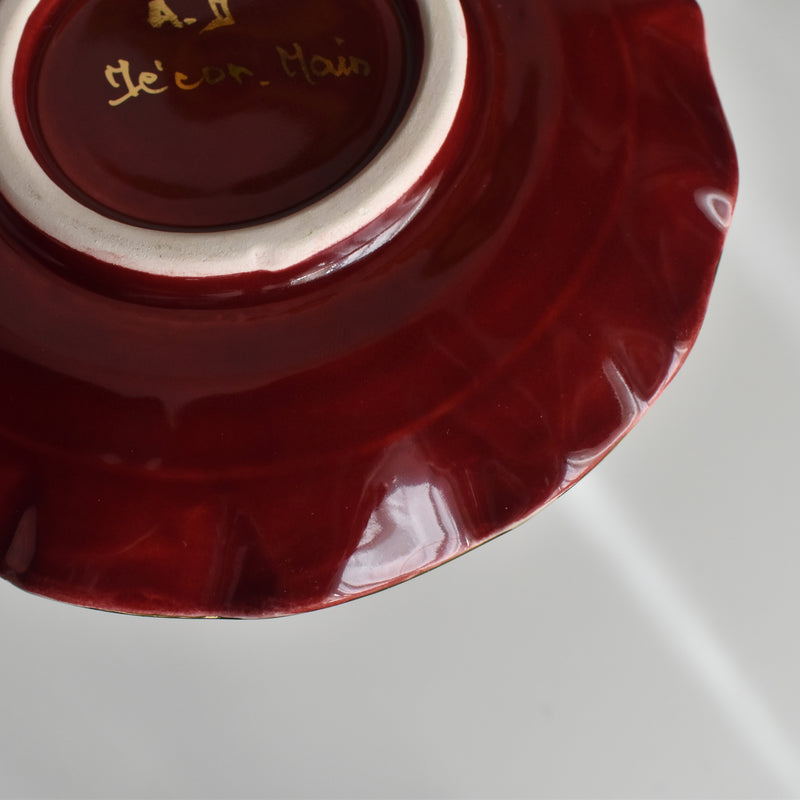 ヴィンテージコーヒーカップ＆ソーサー ア.ドラサンヴァル レッド