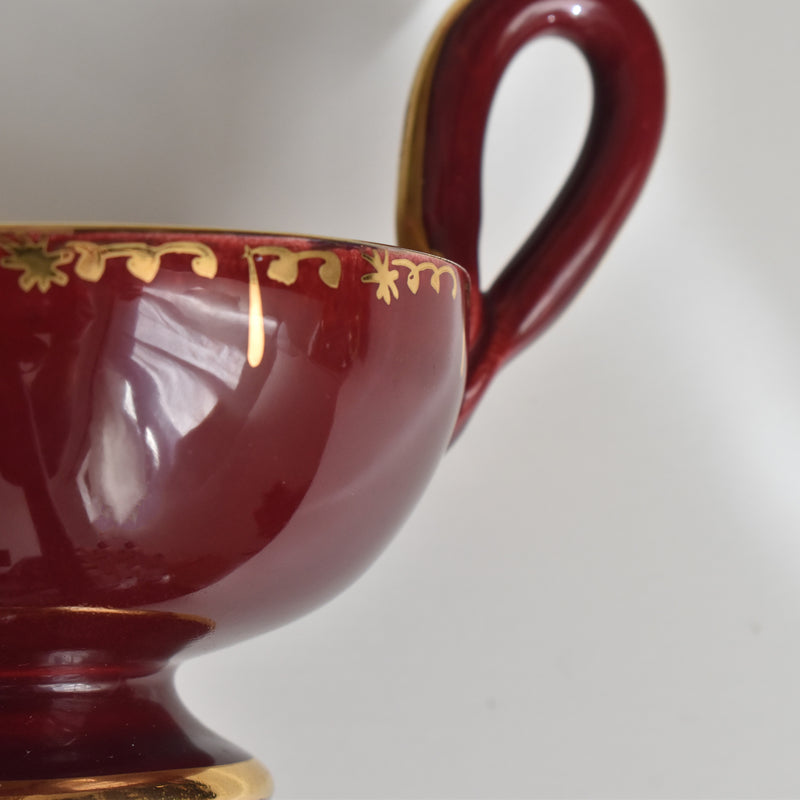 ヴィンテージコーヒーカップ＆ソーサー ア.ドラサンヴァル レッド