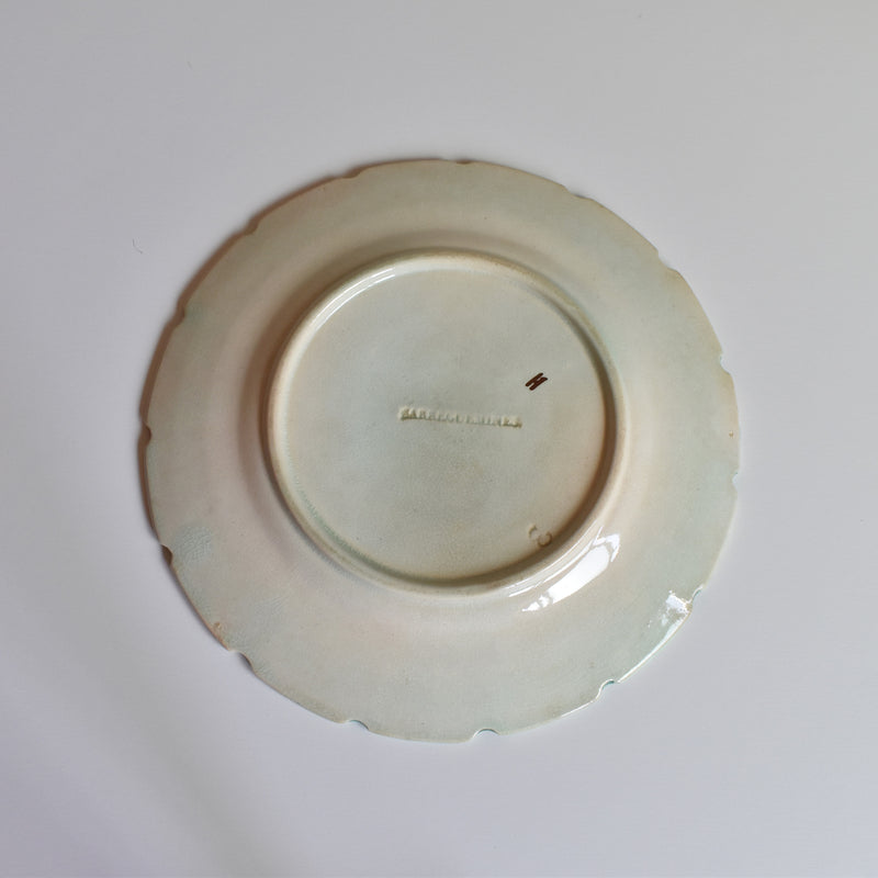 Antique Dessert Plate, Sarreguemines Barbotine "Vignes A"