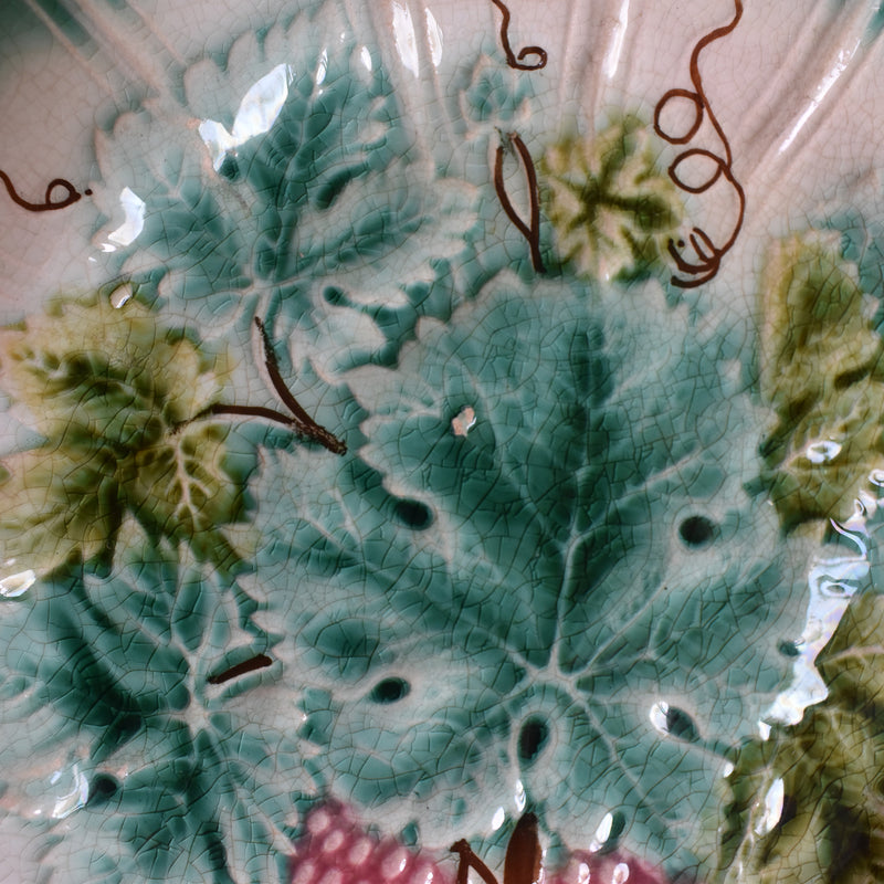 Antique Dessert Plate Sarreguemines Barbotine Vignes B