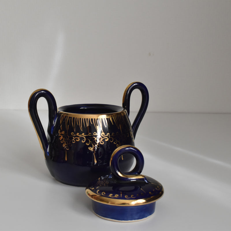 ヴィンテージシュガーポット ア.ドラサンヴァル ダークブルー