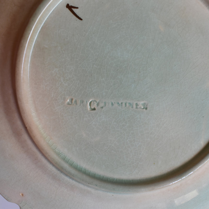 Antique Dessert Plate Sarreguemines Barbotine Vignes C