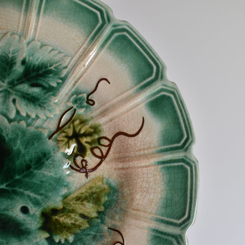 Antique Dessert Plate Sarreguemines Barbotine Vignes C