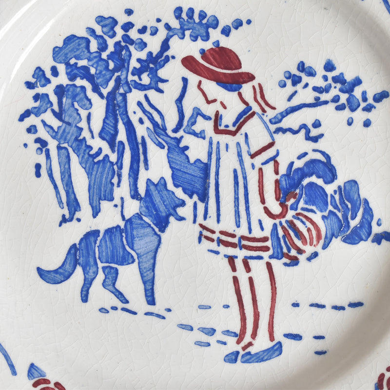 Vintage Pretend Play HBCM Creil-Montereau Le petit Chaperon Rouge (Little Red Riding Hood) Round Plate