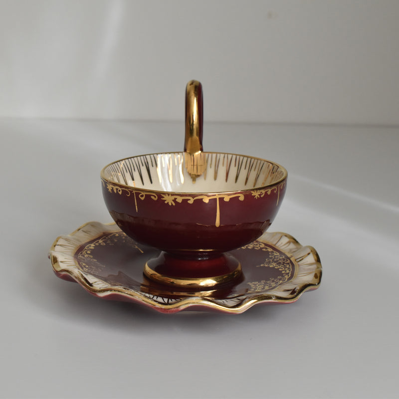 ヴィンテージコーヒーカップ＆ソーサー ア.ドラサンヴァル レッド