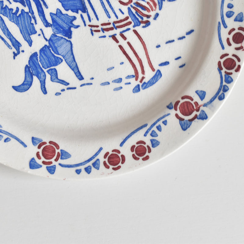 Vintage Pretend Play HBCM Creil-Montereau Le petit Chaperon Rouge (Little Red Riding Hood) Round Plate