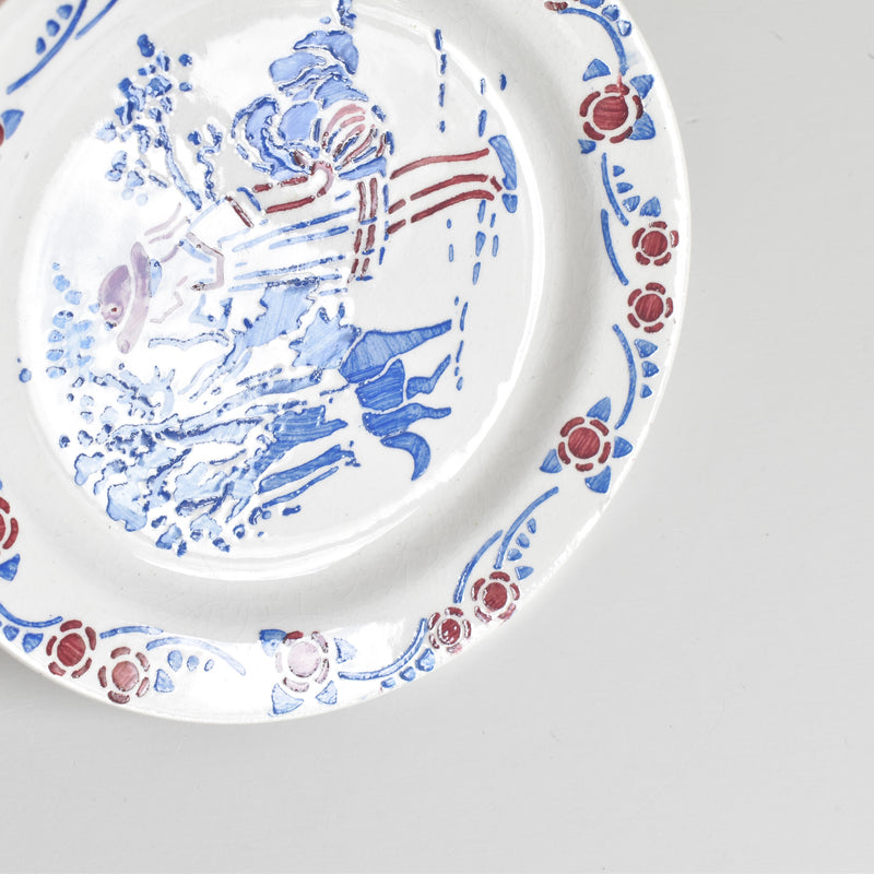 Vintage Pretend Play HBCM Creil-Montereau Le petit Chaperon Rouge (Little Red Riding Hood) Round Plate