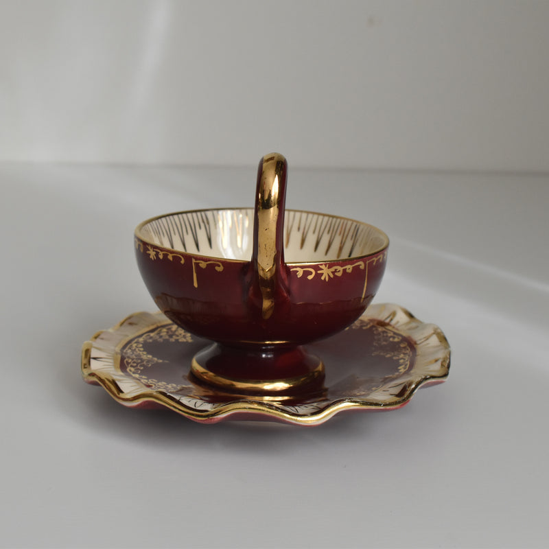 ヴィンテージコーヒーカップ＆ソーサー ア.ドラサンヴァル レッド