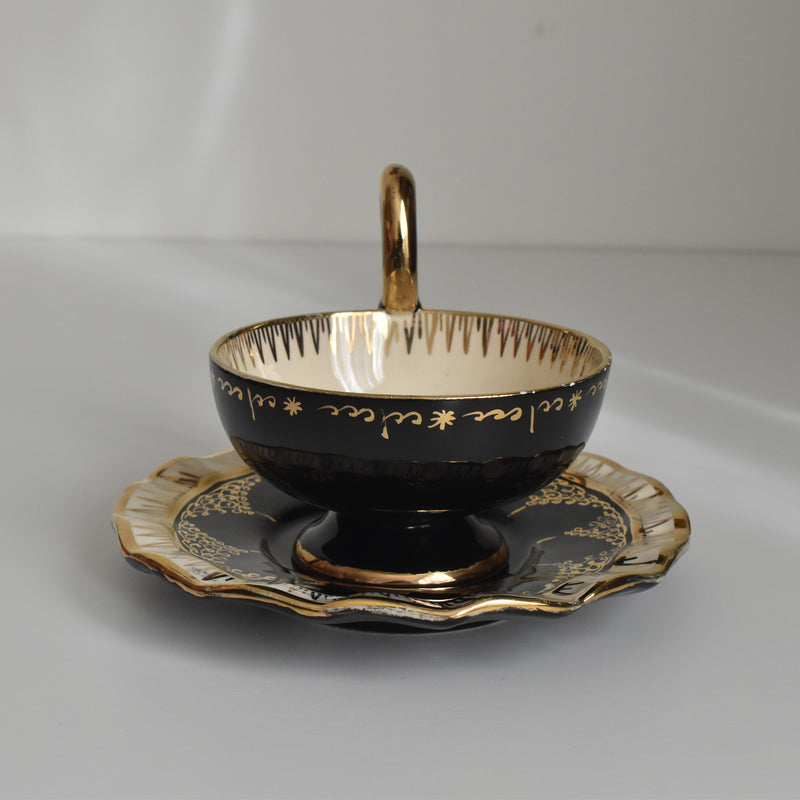Vintage Coffee Cup & Saucer A. DRASANVAL Black