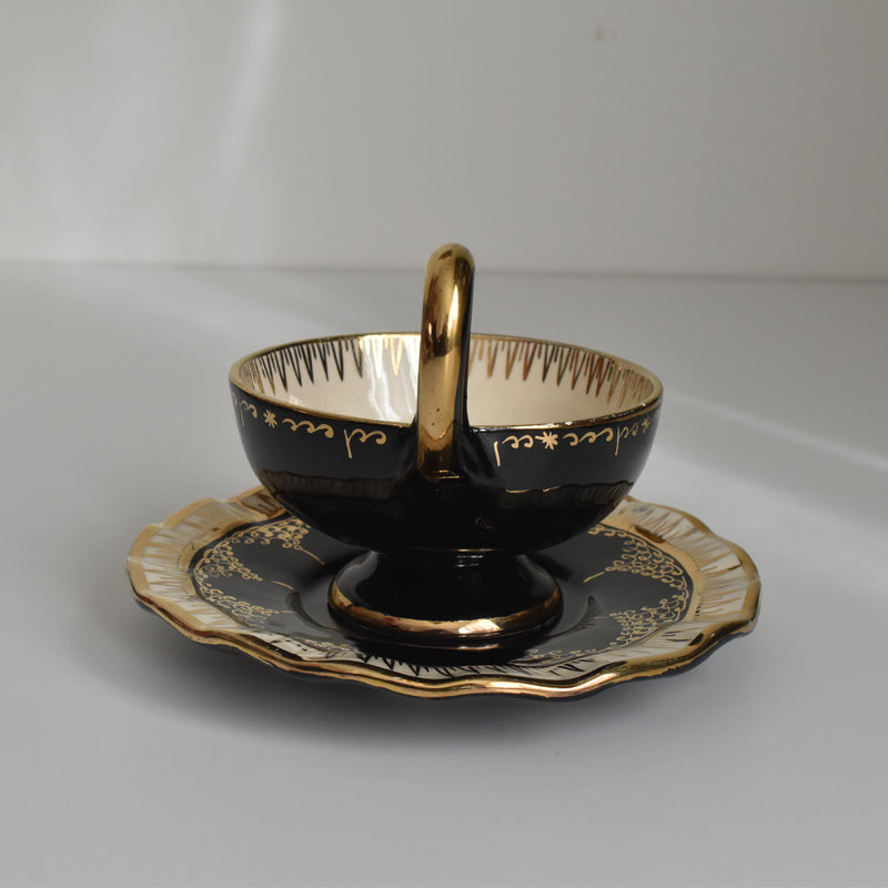 Vintage Coffee Cup & Saucer A. DRASANVAL Black