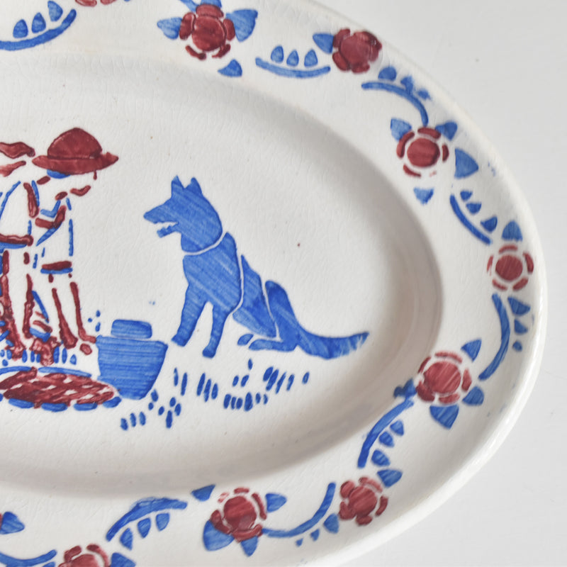Vintage Play Set HBCM Creil-Montereau Le Petit Chaperon Rouge (Little Red Riding Hood) Oval Plate