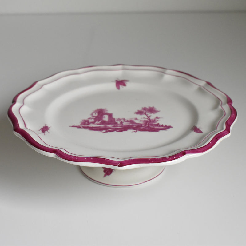 Vintage Pedestal Plate - Gien Paysage