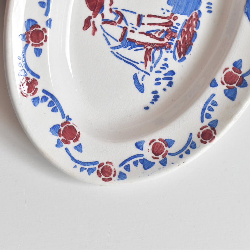 Vintage Play Set HBCM Creil-Montereau Le Petit Chaperon Rouge (Little Red Riding Hood) Oval Plate