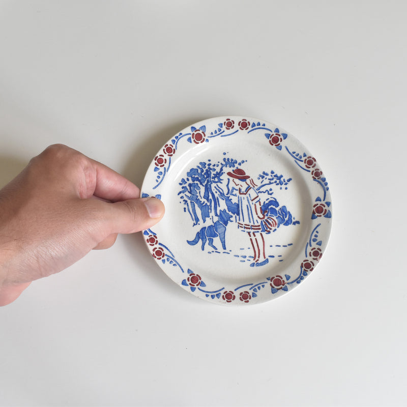 Vintage Pretend Play HBCM Creil-Montereau Le petit Chaperon Rouge (Little Red Riding Hood) Round Plate