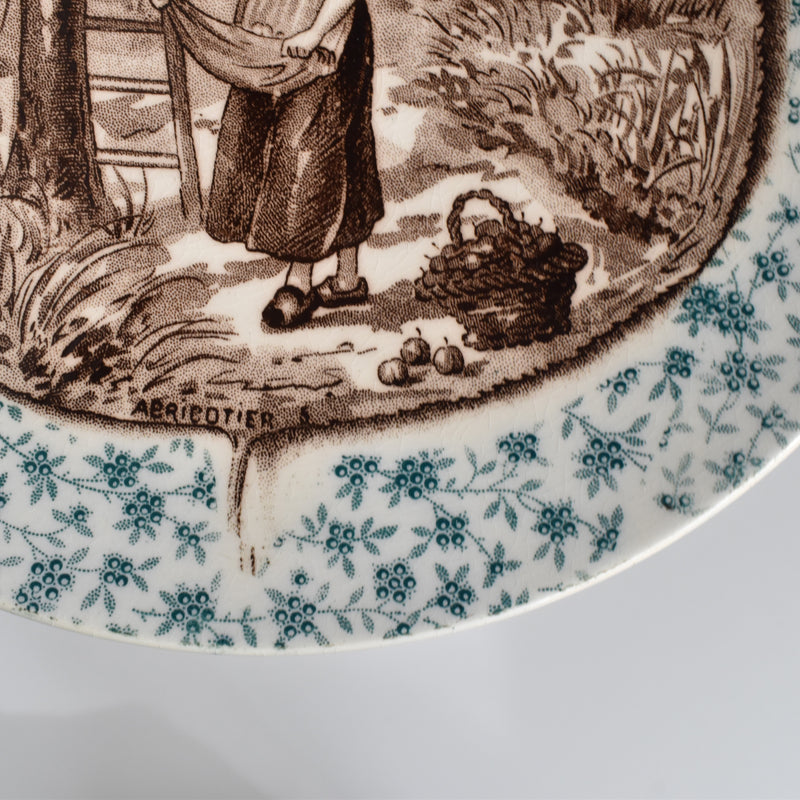 Antique Decorative Plate U&C Sarreguemines "Abricotier"