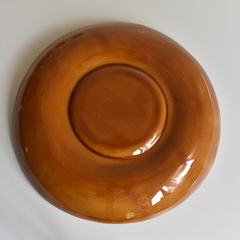 Vintage fondue plate, Longchamp, brown, E