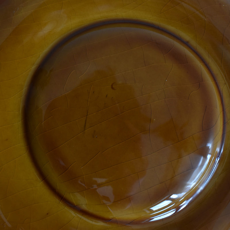 Vintage fondue plate, Longchamp, brown, E
