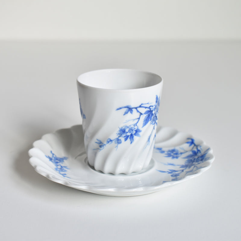 Vintage Coffee Cup & Saucer Limoges Haviland Cerisier Bleu B