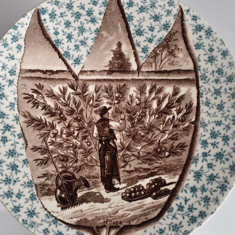 Antique Decorative Plate U&C Sarreguemines Pêcher