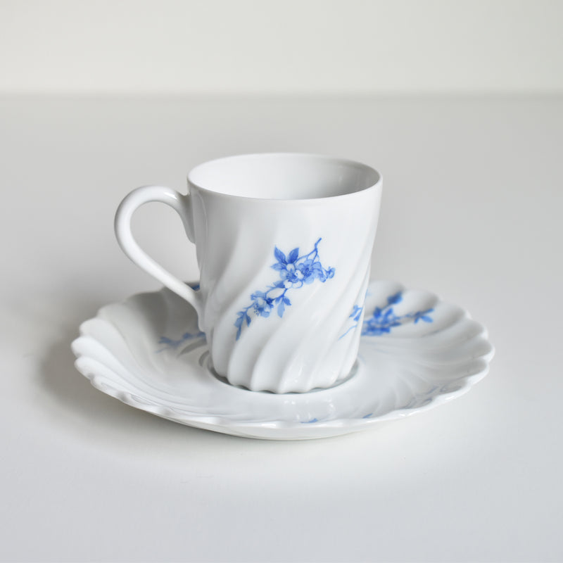 Vintage Coffee Cup & Saucer Limoges Haviland Cerisier Bleu B