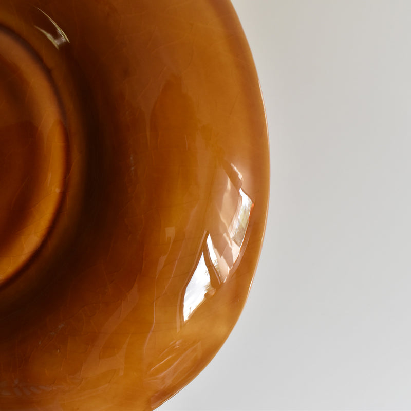 Vintage fondue plate, Longchamp, brown, E
